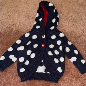 Kids Navy and White Polka Dot Sweater